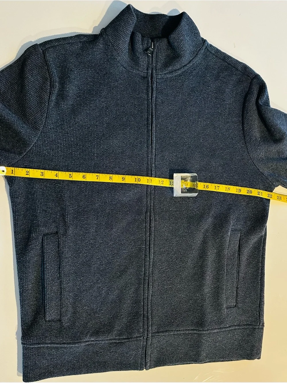 Banana Republic Sweater Jacket Mens Med Navy Cardigan Full Zip Bomber Preppy